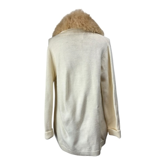 Vintage 70s JC Penney Size M/L Sweater Cardigan Lions Mane Faux Fur Collar - Picture 2 of 8